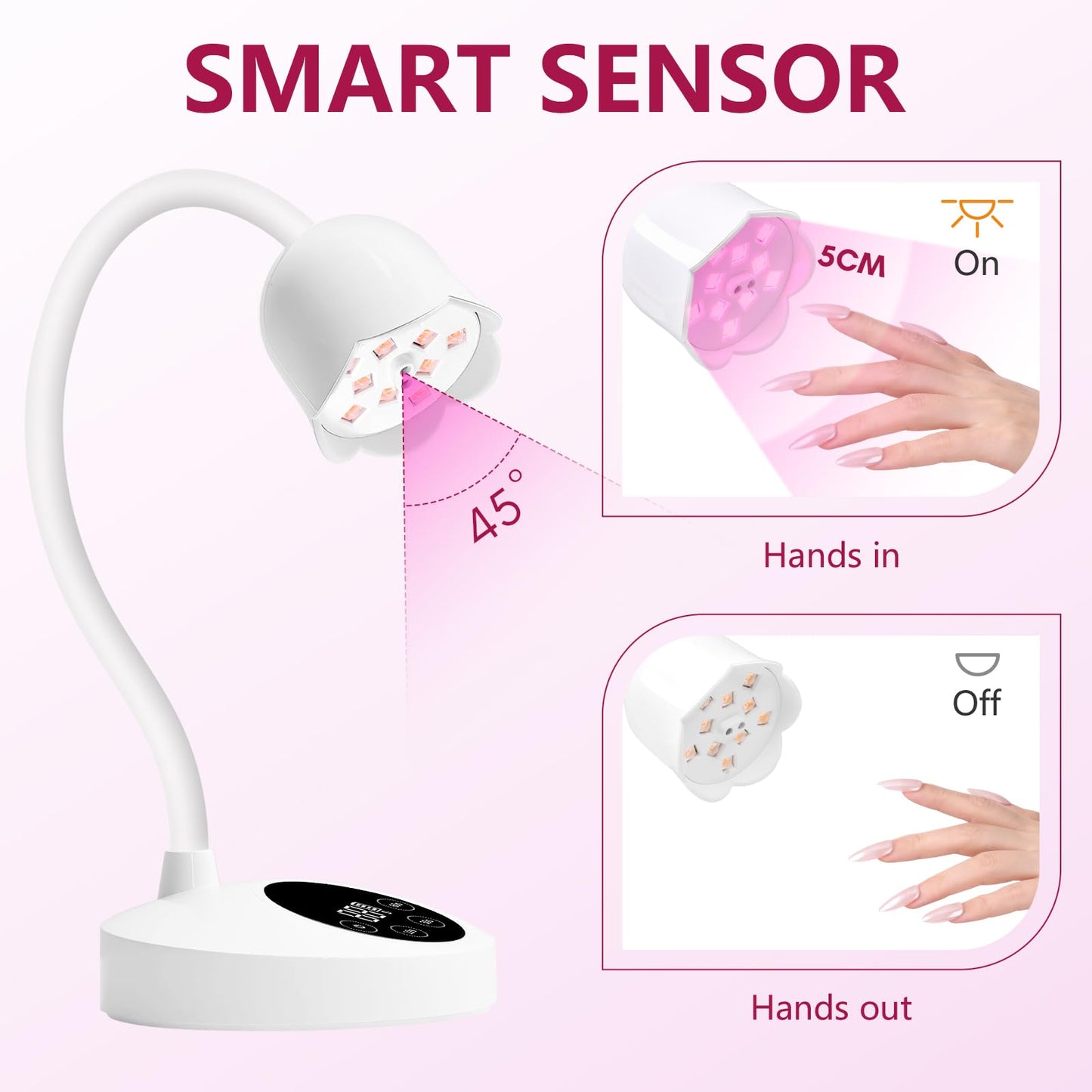 Makartt UV Nail Lamp: Mini UV Light for Gel Nails Polish Luminoza 10W Rechargeable LED Nail Light Nail Dryer with 4 Timers & Auto Sensor, Fast Curing Goosenecks UV Lamp for Home Nail DIY Manicure