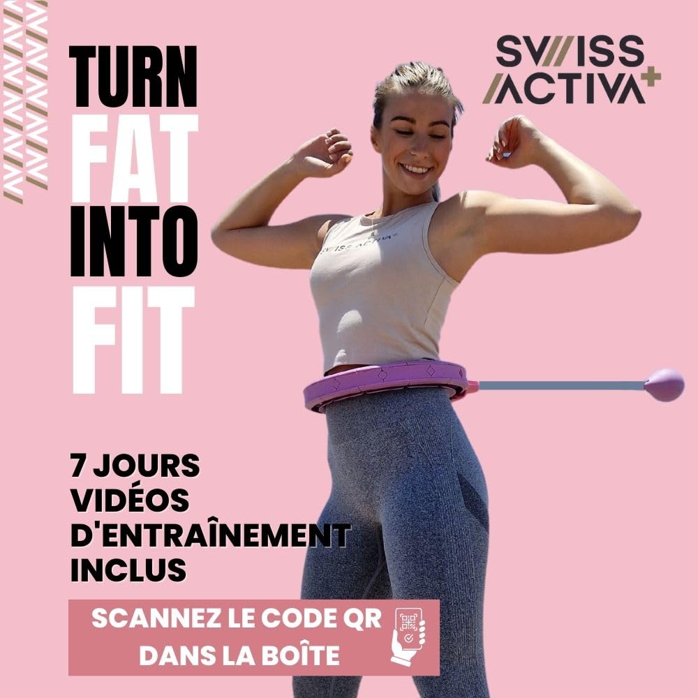 Swiss Activa+ Smart Hula Hoop S4.S XXL Extension Set - No Falling Hula Hoop - Hula Hoop 51 in - Fitness Hula Hoop with Weighted - Fitness Hoop Hula Hoop with Ball - Smart Hoola Hoop