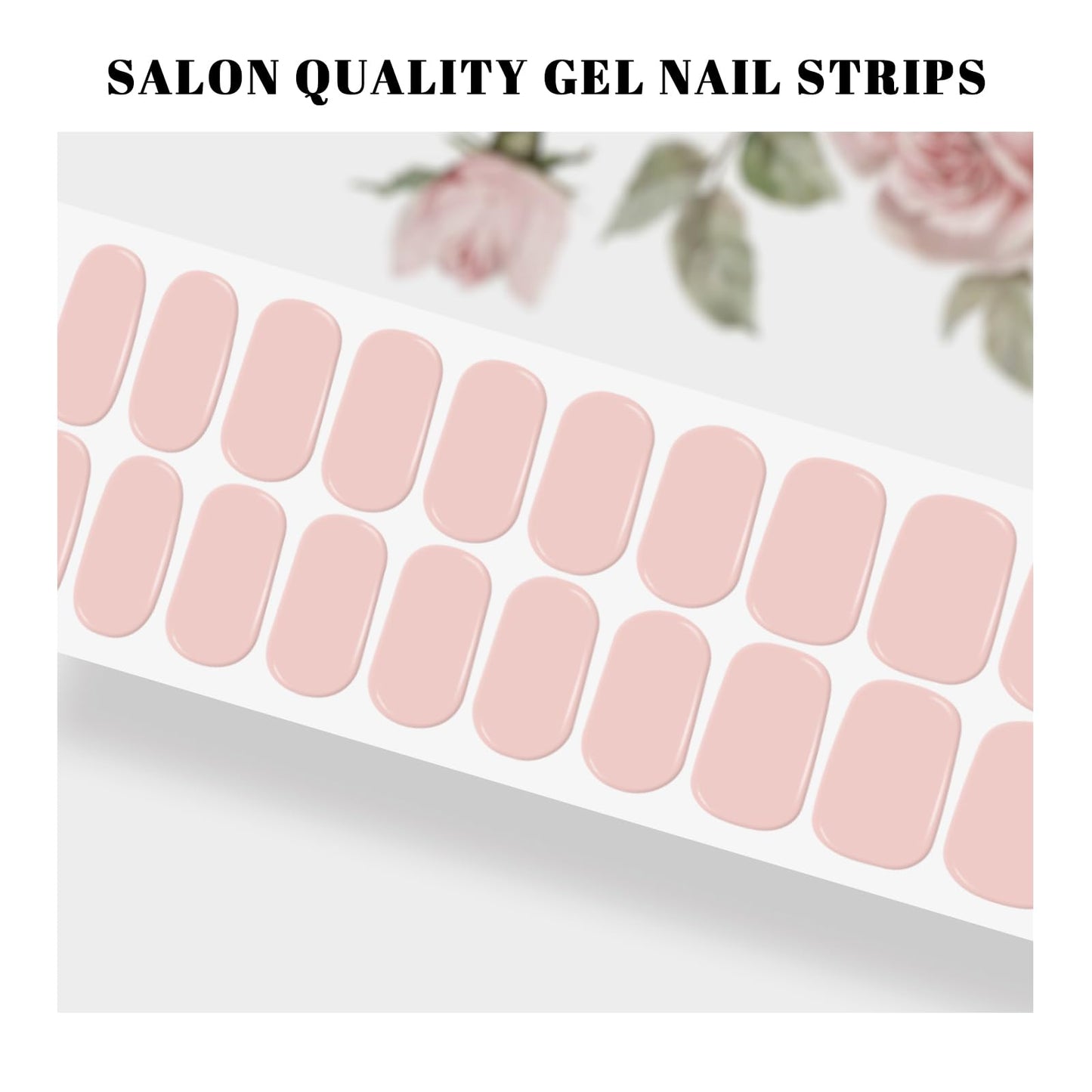 OAUEE Semi Cured Gel Nail Strips | 20 Gel Nail Stickers | Gel Nail Stickers with UV Light Required | Salon Quality, Easy Application and Removal（Flesh Pink Color）