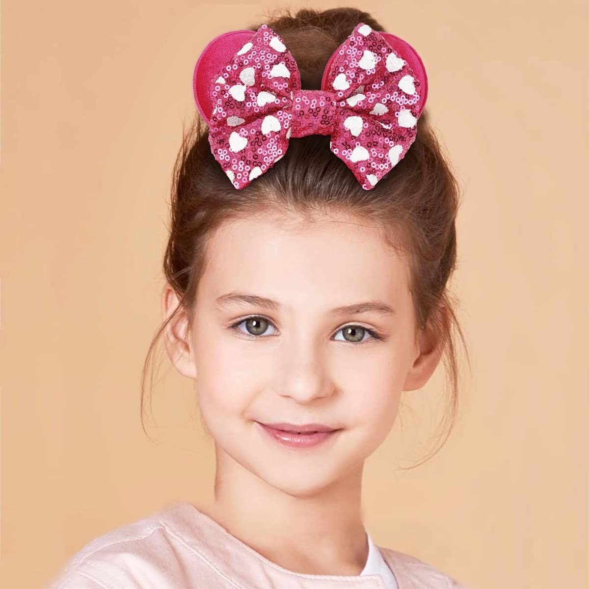 6 Pack Mouse Ears Scrunchies Velvet Sparkle Sequin Bows Hair Scrunchies Hair Ties Elastic Rubber Bands Christmas Ponytail Holders for Kids Women Girls Adult Christmas Party Decoration