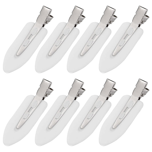 8Pcs No Bend No Crease Hair Clips - Styling Duck Bill Clips Alligator Hair Barrettes for Styling Sectioning, Small Gifts for Women Girl Salon Hairstyle Hairdressing Bangs Waves Makeup, White