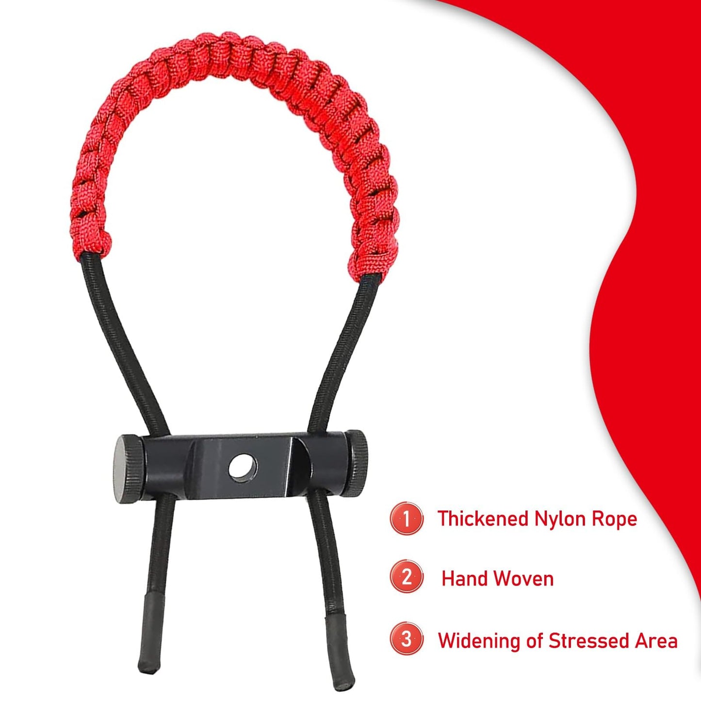 Archery Bow Wrist Sling, 550 Paracord Strap for Compound Bow & Recurve (Red)