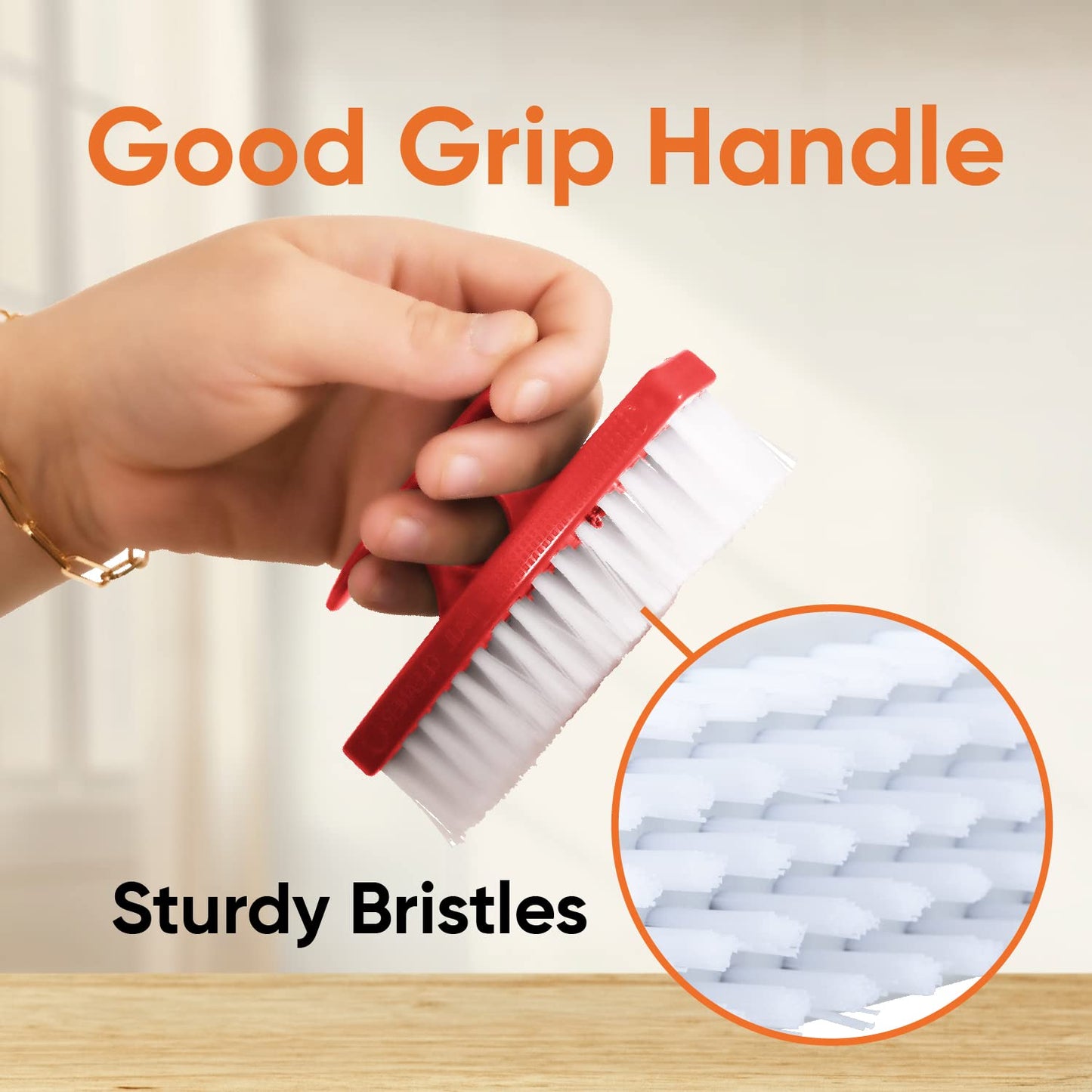 Nail Brush for Cleaning Fingernails, Nail Scrubber Brush, Toe Foot Hands Fingernail Brush Cleaner- Small Scrub Brush- All-Purpose Stiff Cleaning Brush (3 Pack, Red)