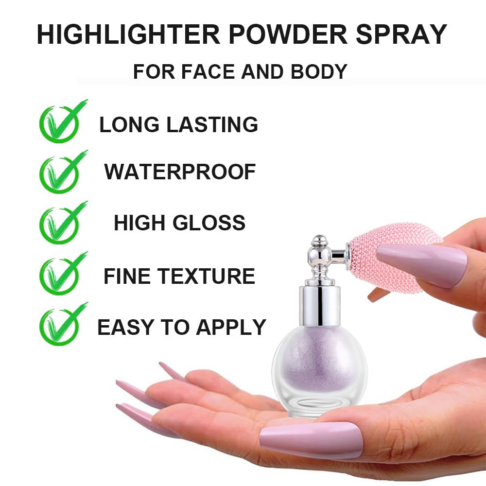 Shiny Glitter Spray for Face and Body, Highlighter Powder Mist, Longwear Waterproof High Gloss Shimmer Makeup for Music Rave Festival, Performance, Wedding Party (#4, Bronze)