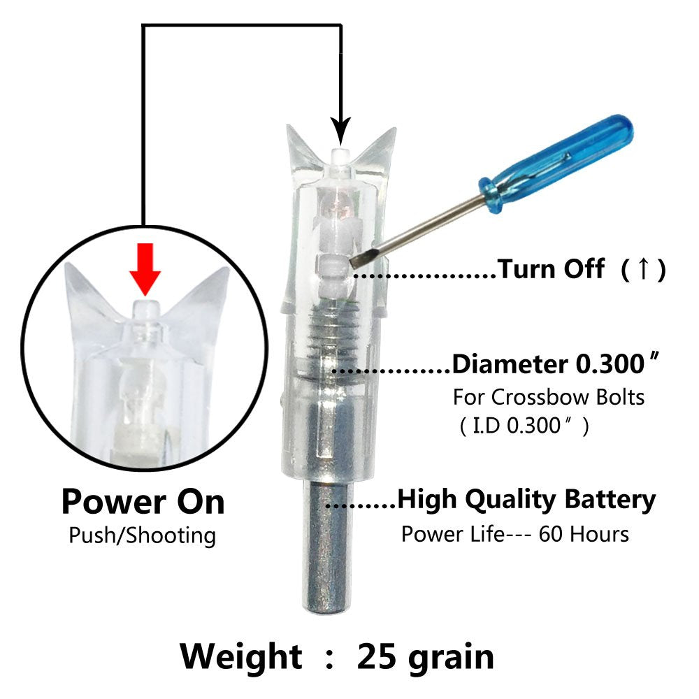 6PCS Lighted Nocks for Crossbow with .300/7.62mm Inside Diameter Led Nocks Arrow nocks for Archery Hunting