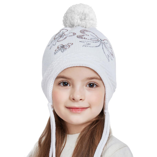 SOMALER Toddler Baby Boys Girls Winter Hat Kids Ear Flap Warm Fleece Lined Knit Beanie Fur Pom Hat