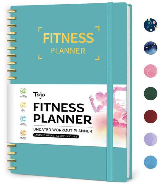 Fitness Workout Journal for Women & Men, A5(5.5" x 8.2") Workout Log Book Planner for Tracking, Progress, and Achieving Your Wellness Goals-Blue
