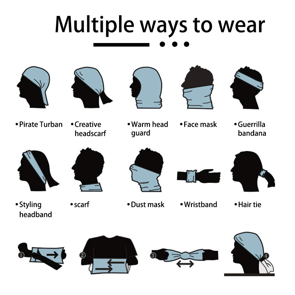 GUIFIER 6 Pack Magic Wide Tube Face Mask,Neck Gaiter, Headwear, Sports Scarf, Boho Bandana, Balaclava, Headband for Women and Men