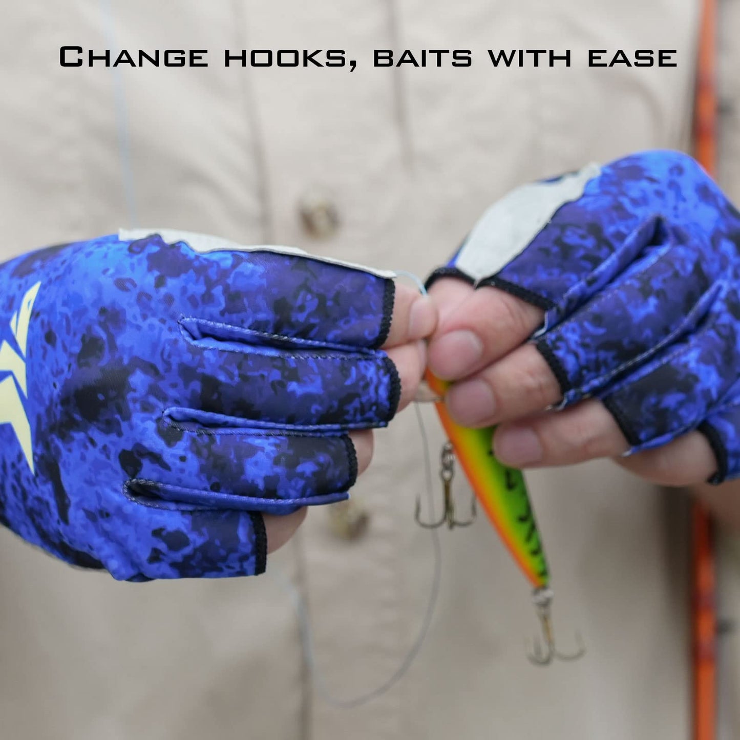 KastKing La Sal Fishing Gloves UPF50+ Sun Gloves UV Protection Fingerless Gloves Men Women for Outdoor, Kayaking, Rowing, Paddling, Canoeing, Hunting