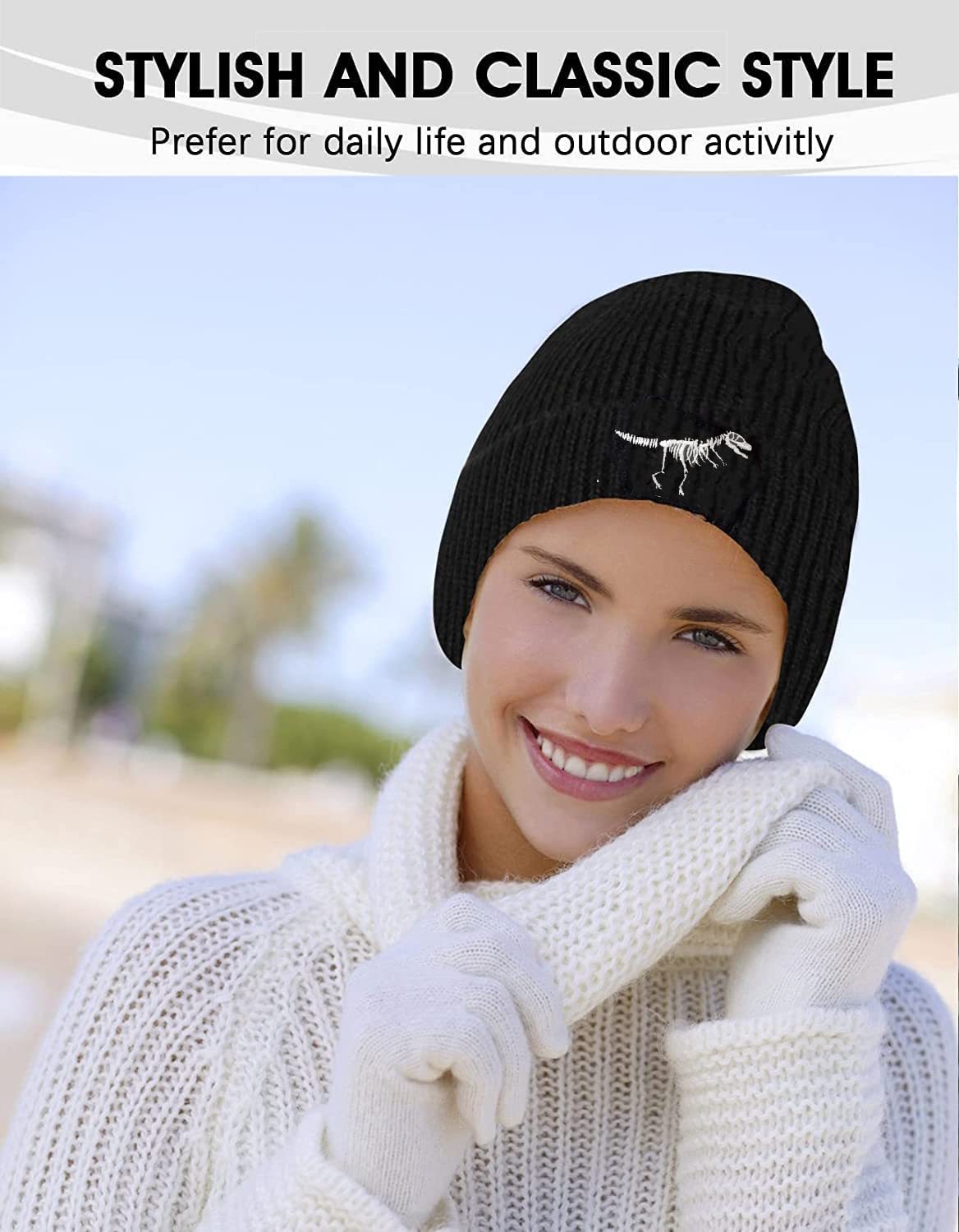 LOKIDVE Men Women Dinosaur Retired 2022 Winter Embroidered Cuff Beanie Hat Knit Skull Cap