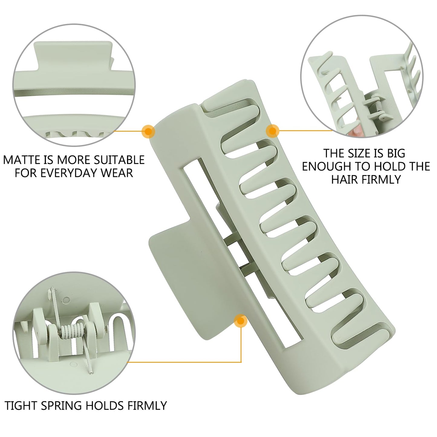 8 Pcs Hair Claw Clips, 5 Square Matte Clips and 3 Metal Non-Slip Strong Hold Claws for Women