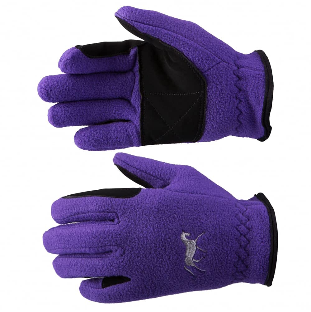 HORZE Kids' Fleece Winter Horse Riding Gloves with Pony Design - Sultry Violet - 4