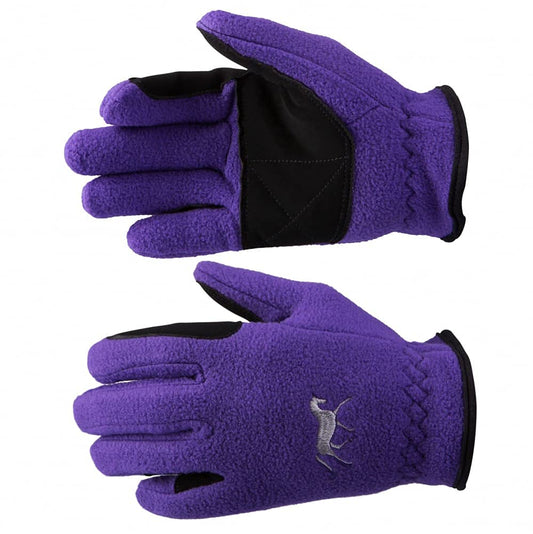 HORZE Kids' Fleece Winter Horse Riding Gloves with Pony Design - Sultry Violet - 4