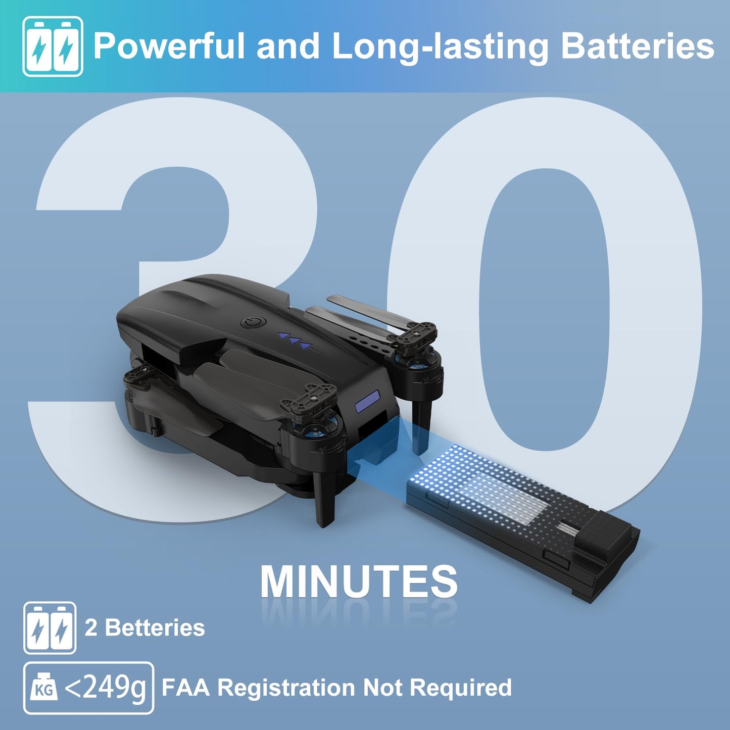 X-shop Foldable FPV Drone with 1080P HD Camera for Kids & Adults, 2 Batteries, One Key Take Off/Land, Altitude Hold, Headless Mode, 360Flip, 3 Speed Modes, Waypoint Fly