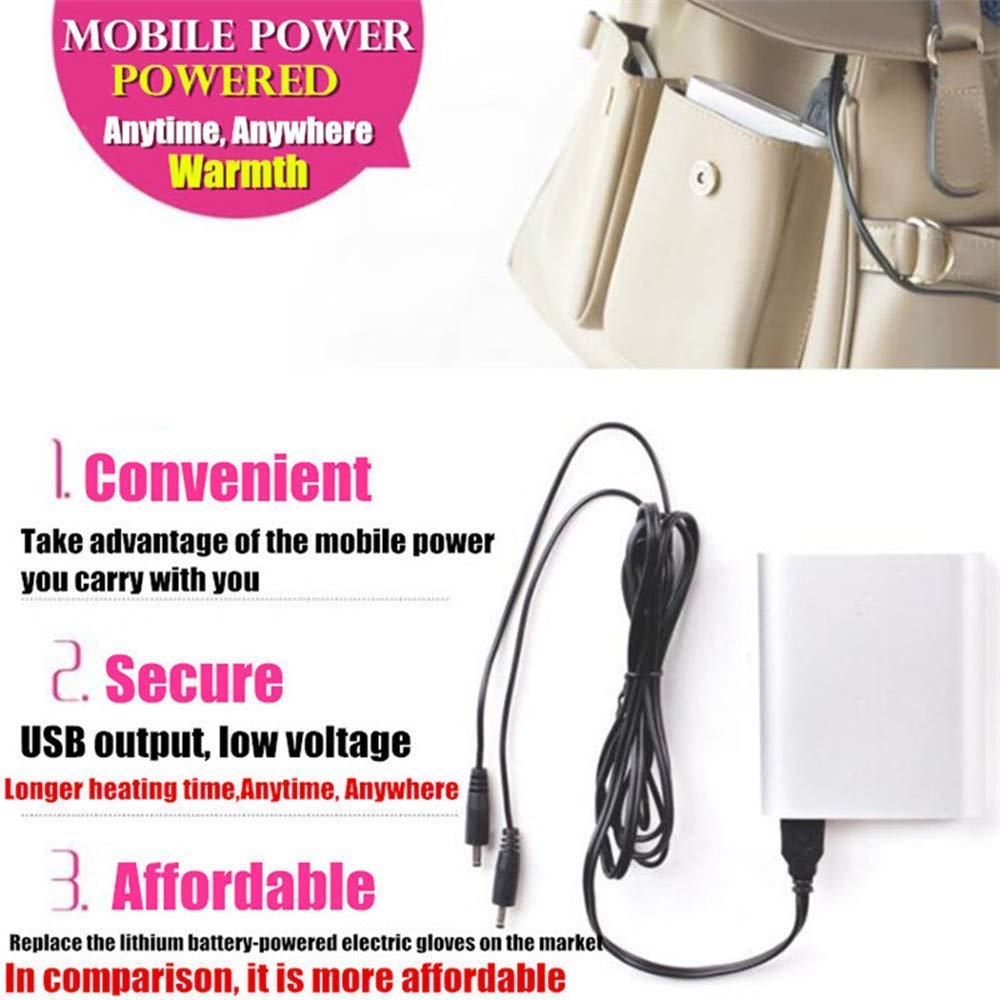 USB Hand Warmers Cute USB Heating Gloves Half Wearable Fingerless 5V USB Powered Heated Hand Warmer Gloves with Gift Box for Women and Children Winter Fashion (Brown)