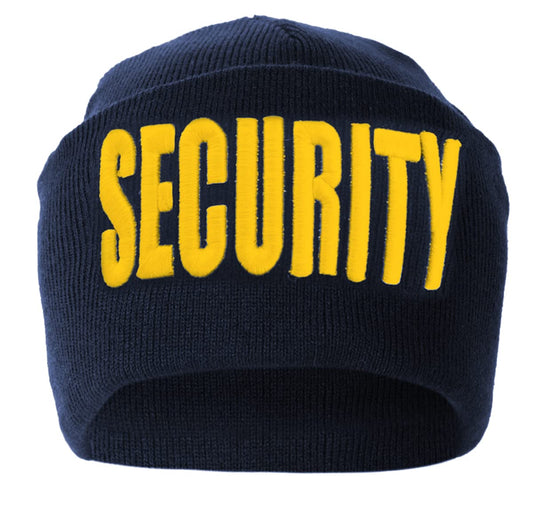 First Class Embroidered Security Beanies (Navy with Gold ID)