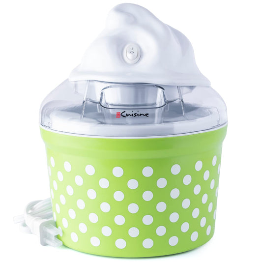 Euro Cuisine Ice Cream, Sorbet & Frozen Yogurt Maker, Homemade Gelato & Soft Serve Kids Ice Cream Maker Machine with 4 Glass Cups - Double-Insulated Freezer Bowl, Mixing Paddle, Lid - 1.5 Quart
