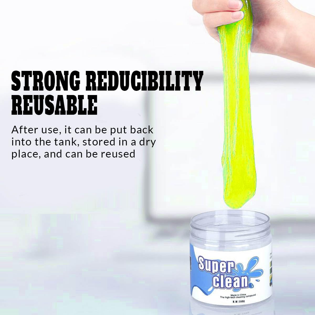 Uiojokv Car Cleaning Gel, Universal Auto Detailing Putty for Dust Removal, Reusable Car Goop Cleaner Supplies Auto Slime, Car Crevice Cleaner, Car Accessories for Laptops, Keyboard, Air Vents (Yellow)