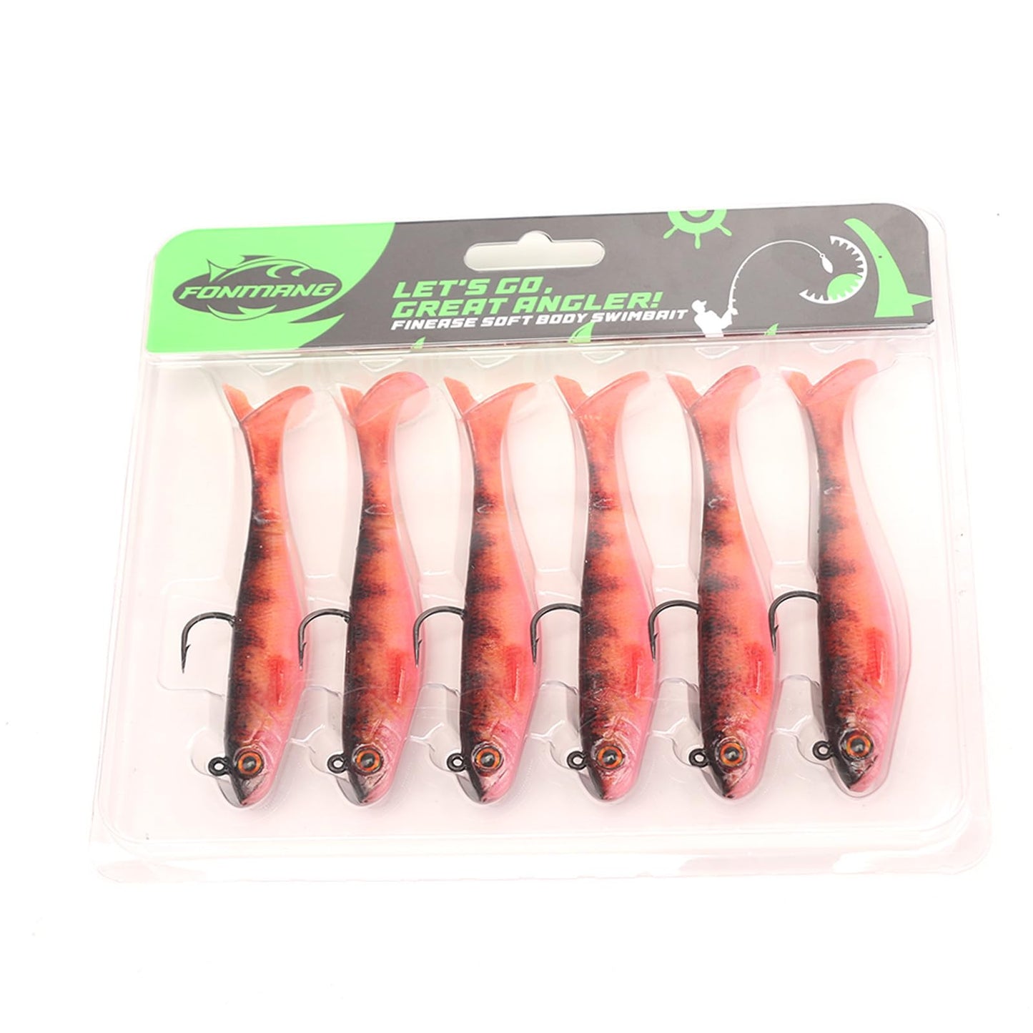 6-Piece Pre-Rigged Jig Head Soft Plastic Fishing Lures - Paddle Tail Swimbaits for Bass Fishing, Shad or Tadpole Lure with Spinner, Premium Fishing Bait for Freshwater Saltwater, Trout Crappie