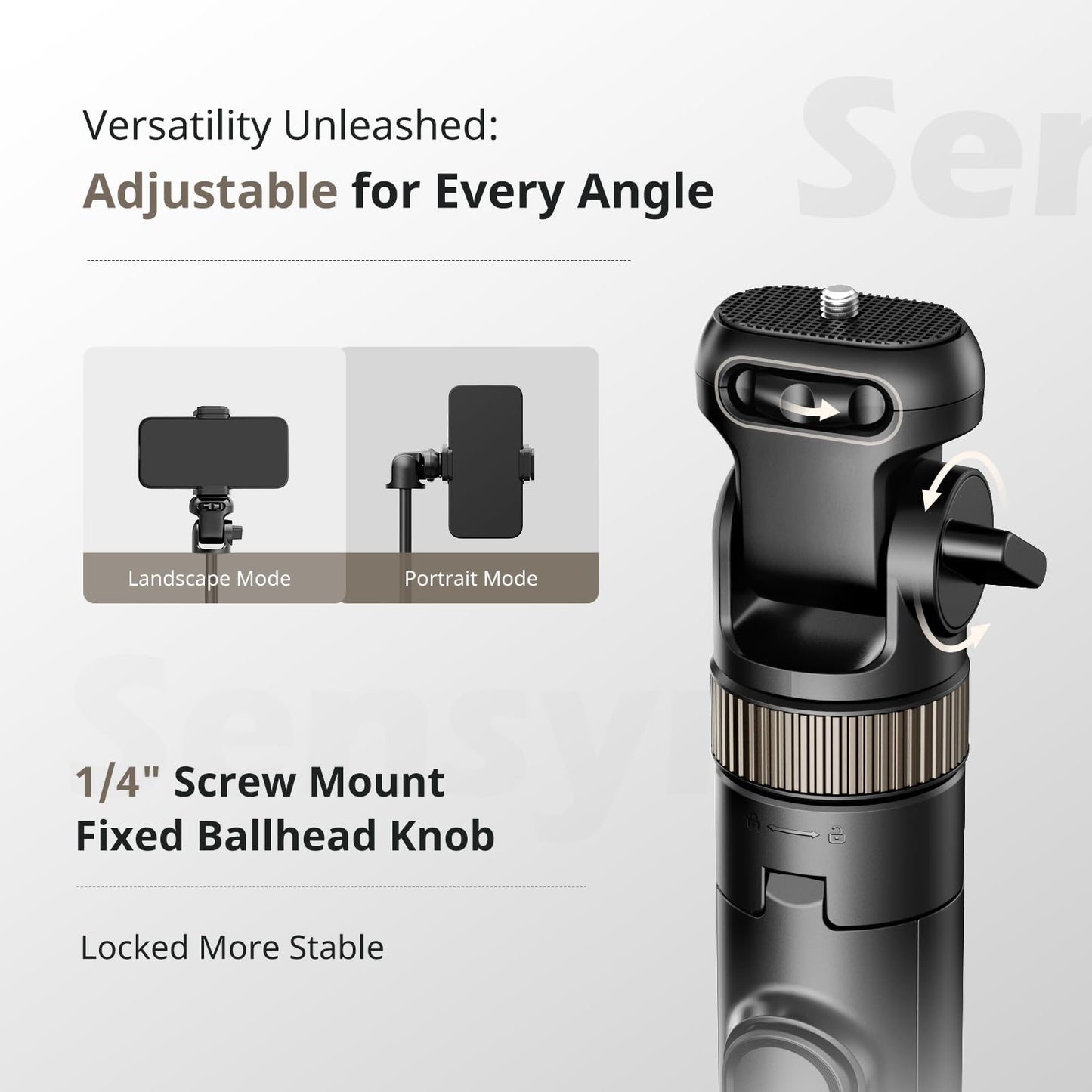 Sensyne 72" Extendable Tripod for iPhone & Selfie Stick with Detachable Phone Holder & Wireless Remote, Compatible with All Cell Phones, Black