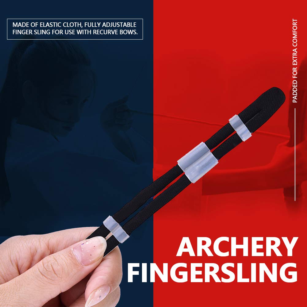Archery Bow Slings, Archery Fingersling Recurve Bow Fingersling Shooting Fingersling Archery Finger Comfortable Wear Resistant for Recurve Bow(Black,L)