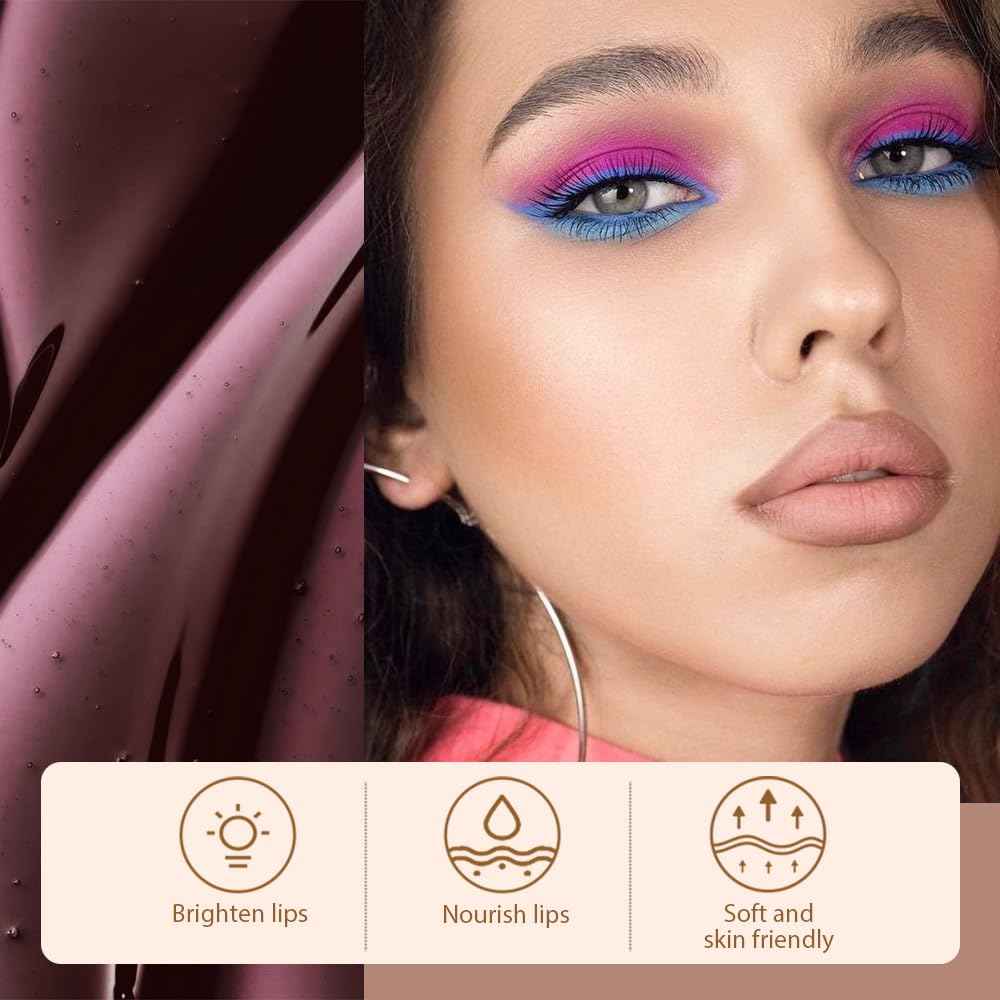 Hxssll Matte Liquid Lip Stain Peel Off Lip Liner Tattoo- Dark Brown, Waterproof, Smudge-Proof, Peel Off Lip Stain Tattoo, Long-Lasting Non-Stick Cup Lip Gloss for All Skin Types (0.12 fl oz, #05)