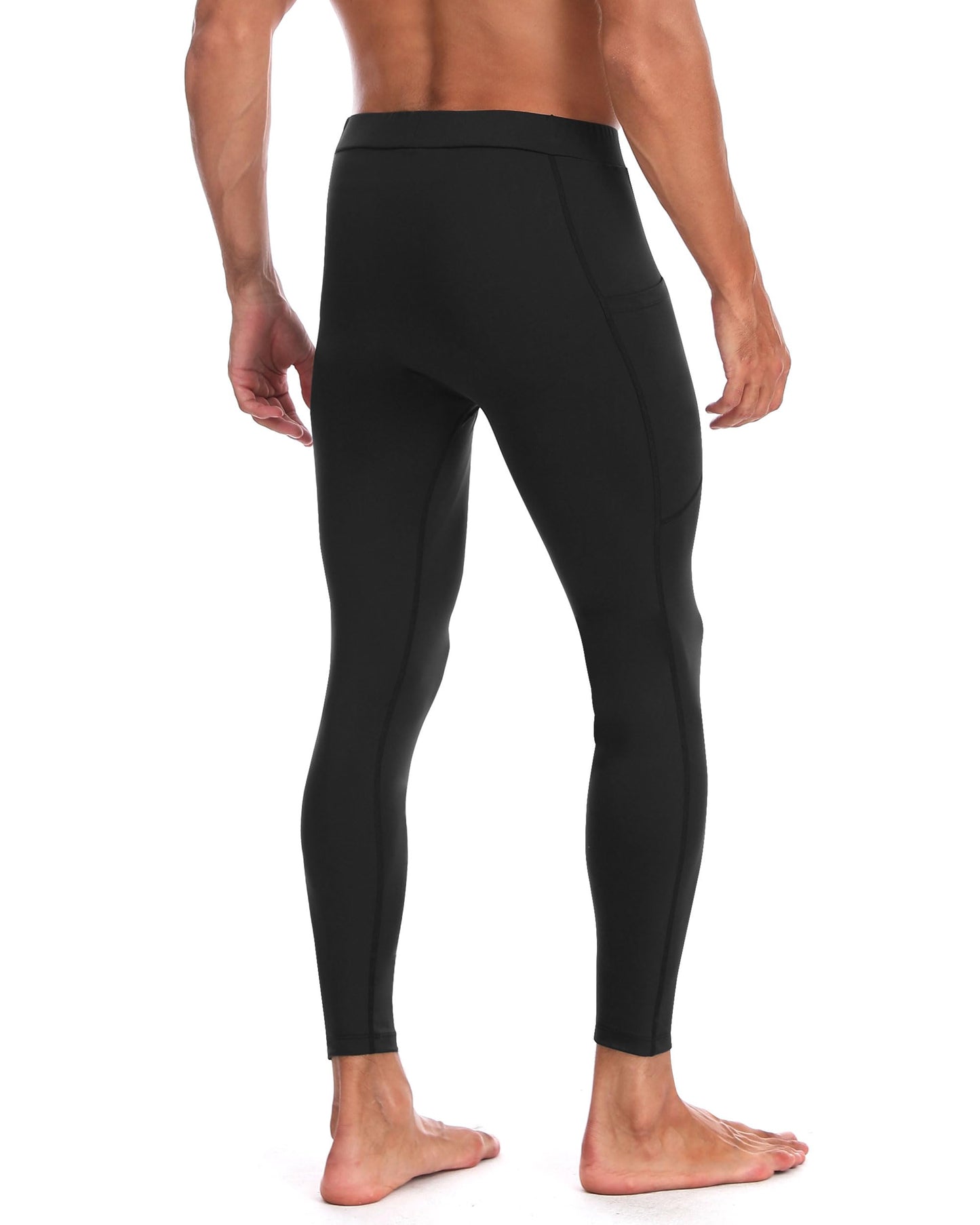 EoBeKee Men's 2 Pack Compression Pants with Pockets, Cold Weather Winter Athletic Football Leggings, Sports Workout Base Layer Tights for Yoga Gym Running Basketball