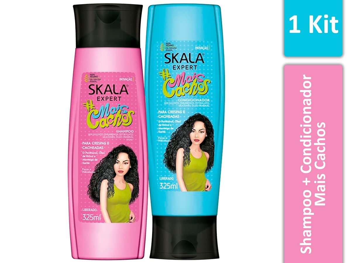 Skala Expert Mais Cachos Curl Cream 1000g + Shampoo & Conditioner 325ml Kit with Free Comb & Protein Treatment | Brazilian Viral Curly Hair Care for, Frizz-Free Curls + Color Care Packet Packet