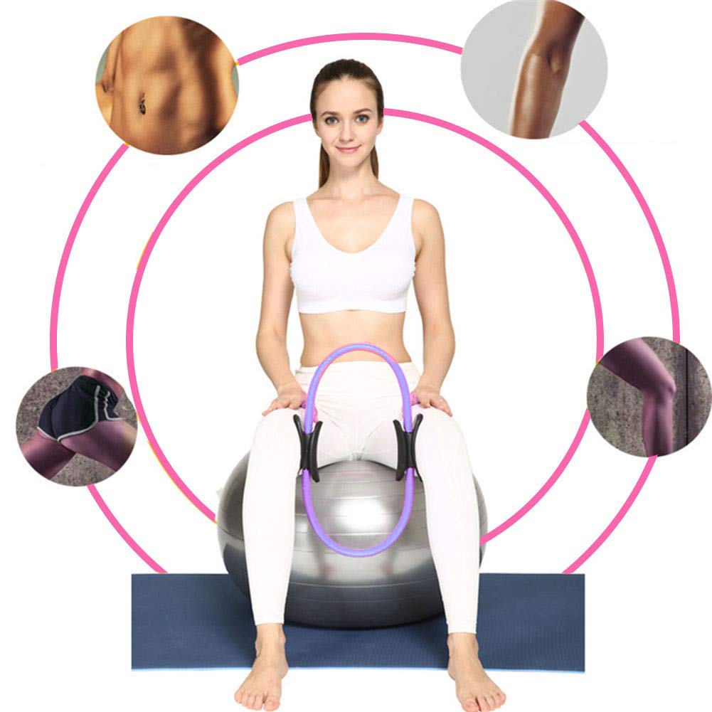 Gavigain Yoga Circle 4 Color Double Grip Yoga Pilates Ring Resistance Circle Portable Fitness Circle for Thigh and Leg Fitness Muscle Lines (Purple)