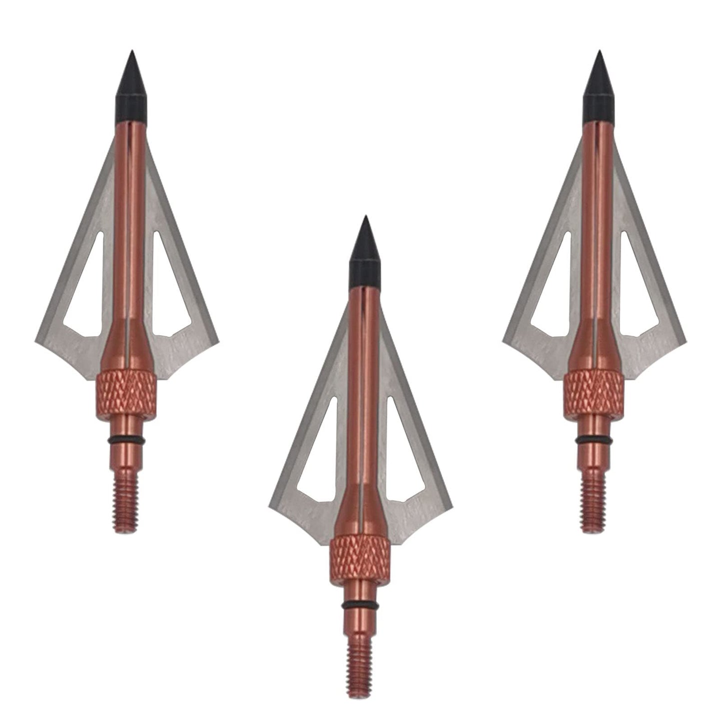 LeeMui Hunting Broadheads 12PK 100 Grains Screw-in Arrow Archery 3 Blades Hunting Heads Arrow Tips Compatible with Crossbow and Compound Bow + 1 PK Broadhead Storage Case (Brown)