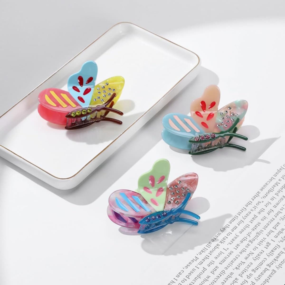 Novelty Butterfly Hair Clip,Acetate Claw Clips,Hair Clips for Women,Green