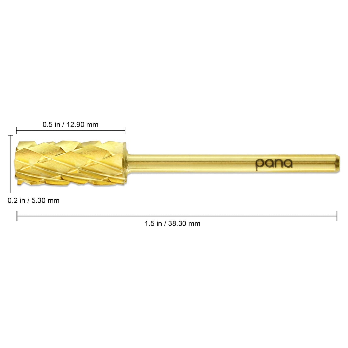 USA PANA Professional 3/32" Shank Size - Flat Top Small Barrel Carbide Bit - 5X Coarse Grit to Extra Fine Grit - Gold, Silver, DLC Black - Nail Drill Bit for Dremel Machine (5X Coarse, Gold)
