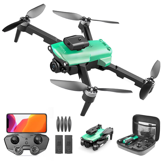 Drone with Camera for Adults,Mini Drone with Brushless Motor,2 Batteries,One Key Take Off/Land,360 Flips, Waypoint Fly, Altitude Hold,Foldable Drones for Beginners (Green, 1)