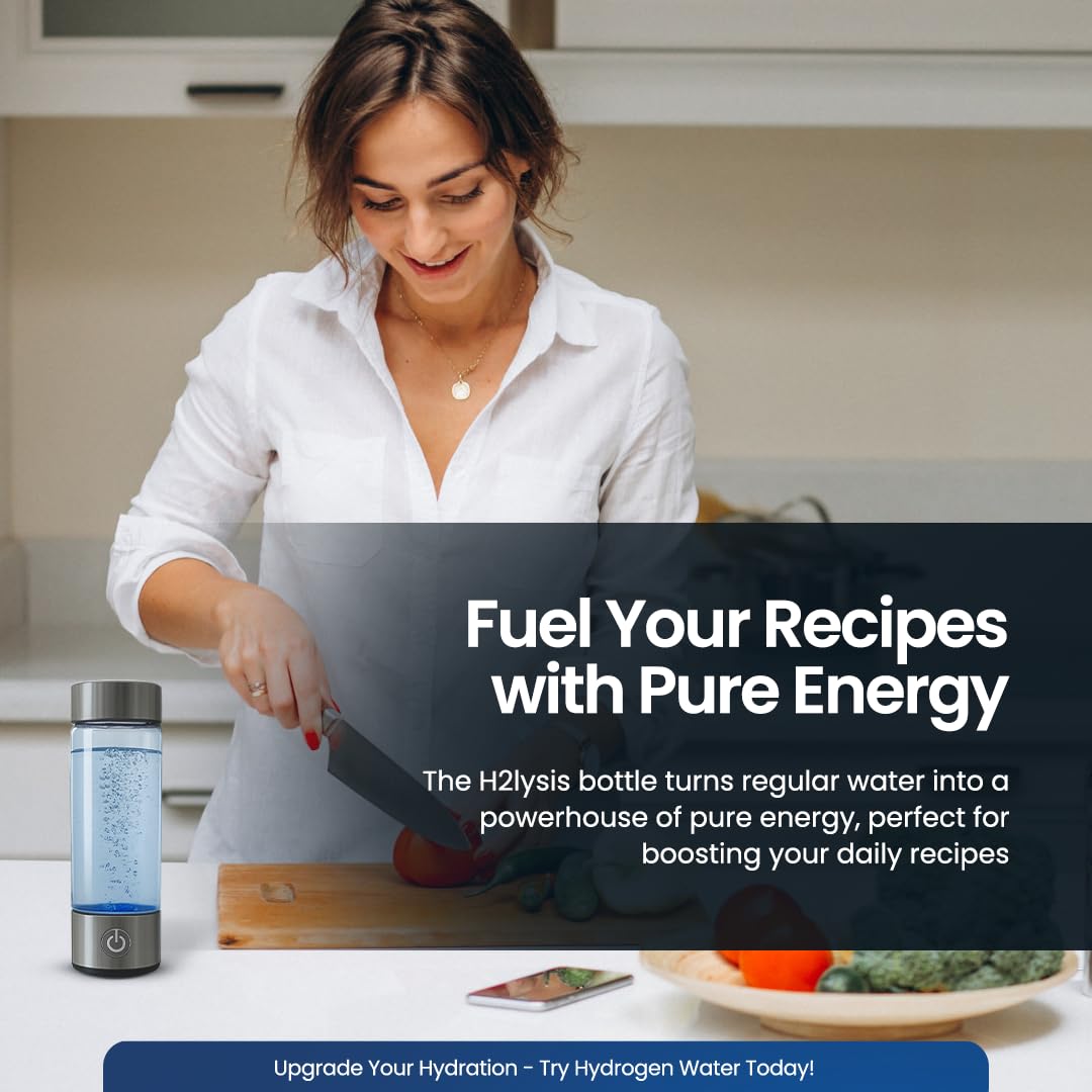 2025 New Glass Hydrogen Water Bottle Generator, 14oz/420ml with 2200ppb in 3 min SPE/PEM Technology, Portable H₂ Maker Water ionizer Machine for Home, Office & Travel, Rechargeable