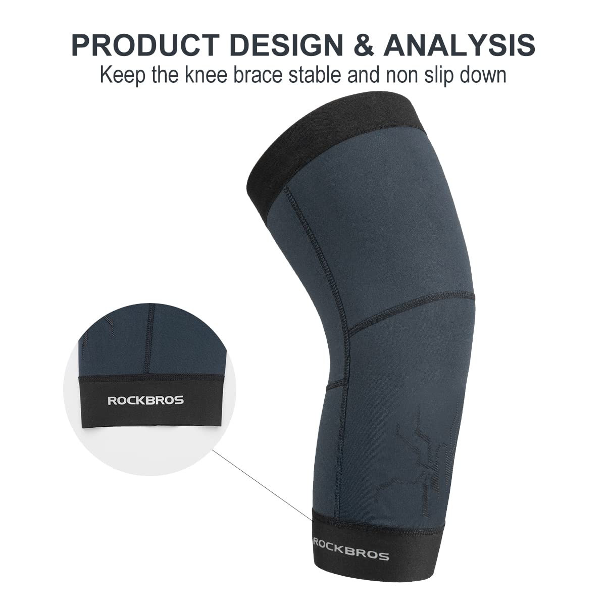 ROCKBROS Knee Warmer for Men Thermal Leg Warmer Knee Brace Anti-slip Knee Sleeves Winter for Basketball Cycling Knee Warmer
