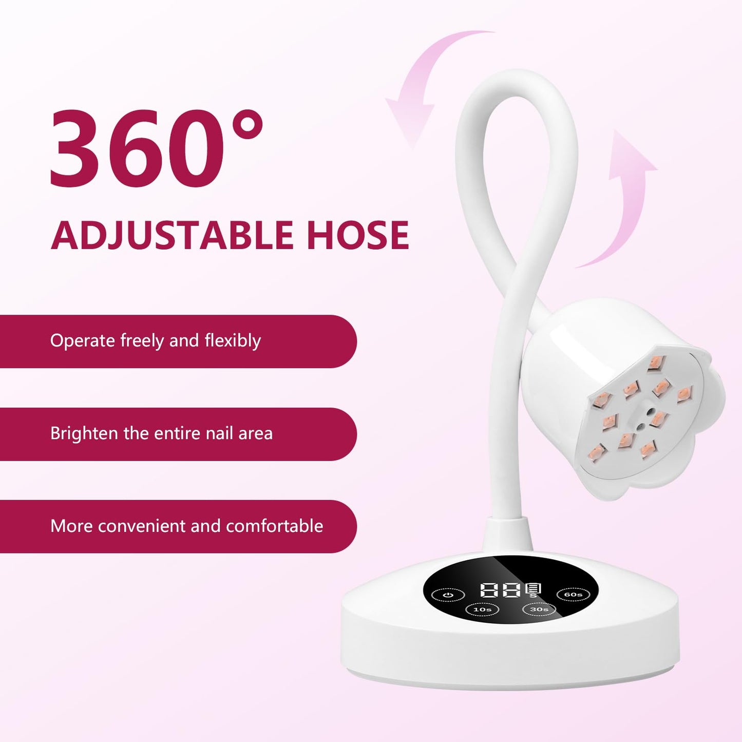 Makartt UV Nail Lamp: Mini UV Light for Gel Nails Polish Luminoza 10W Rechargeable LED Nail Light Nail Dryer with 4 Timers & Auto Sensor, Fast Curing Goosenecks UV Lamp for Home Nail DIY Manicure