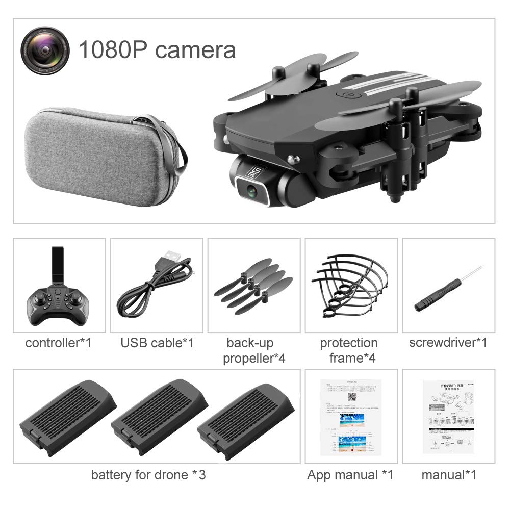 Mini Drone for Kids and Adults, GoolRC LS-MIN RC Quadcopter with 1080P Camera, 360° Flip, Gesture Photo/Video, Track Flight, Altitude Hold, Headless Mode, Include Carry Bag and 3 Batteries (Black)