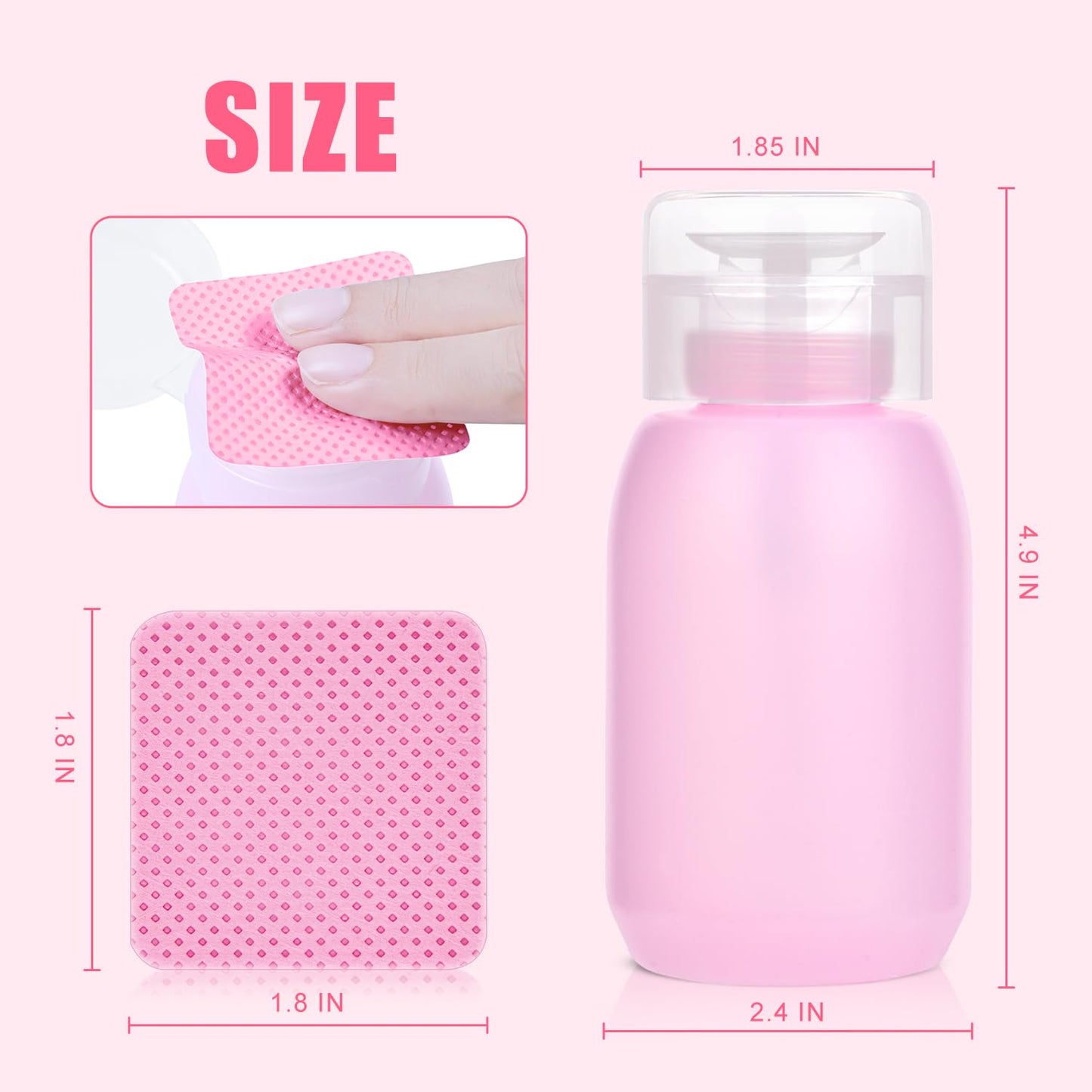 NXJ INFILILA 1080PCS Lint Free Nail Wipes Kit, Pink Gel Nail Polish Remover Set with 1PCS Acetone Pump Dispenser Bottle 200ml(6.8oz) for Professional Soak Off Gel Polish Remover
