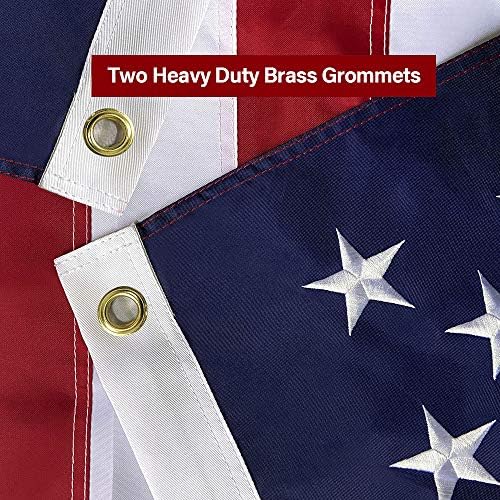 American Flag 3x5 FT Embroidered Stars, Sewn Stripes, Brass Grommets USA US Flag Polyester Durable long Lasting for Outdoor Use