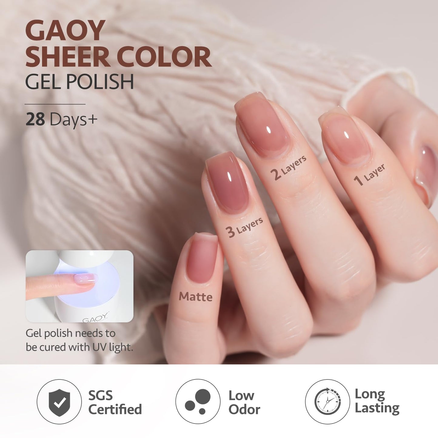 GAOY Rose Brown Jelly Gel Nail Polish of 6 Transparent Brown Pink Whiter Colors Sheer Gel Polish Kit for Salon Manicure and Nail Art DIY at Home