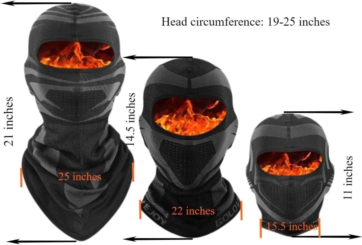 Ski Mask, Balaclava Winter Full Face Mask Thermal Warmer Windproof Breathable Gear -Skiing, Snowboarding, Moto Riding (Medium Style)