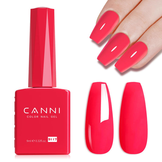 CANNI Pink Gel Polish, 1Pcs Gel Polish Hot Pink Color Gel Strawberry Pink Polish Nail High Gloss Soak Off U V Gel Nail French Nail Manicure Salon DIY
