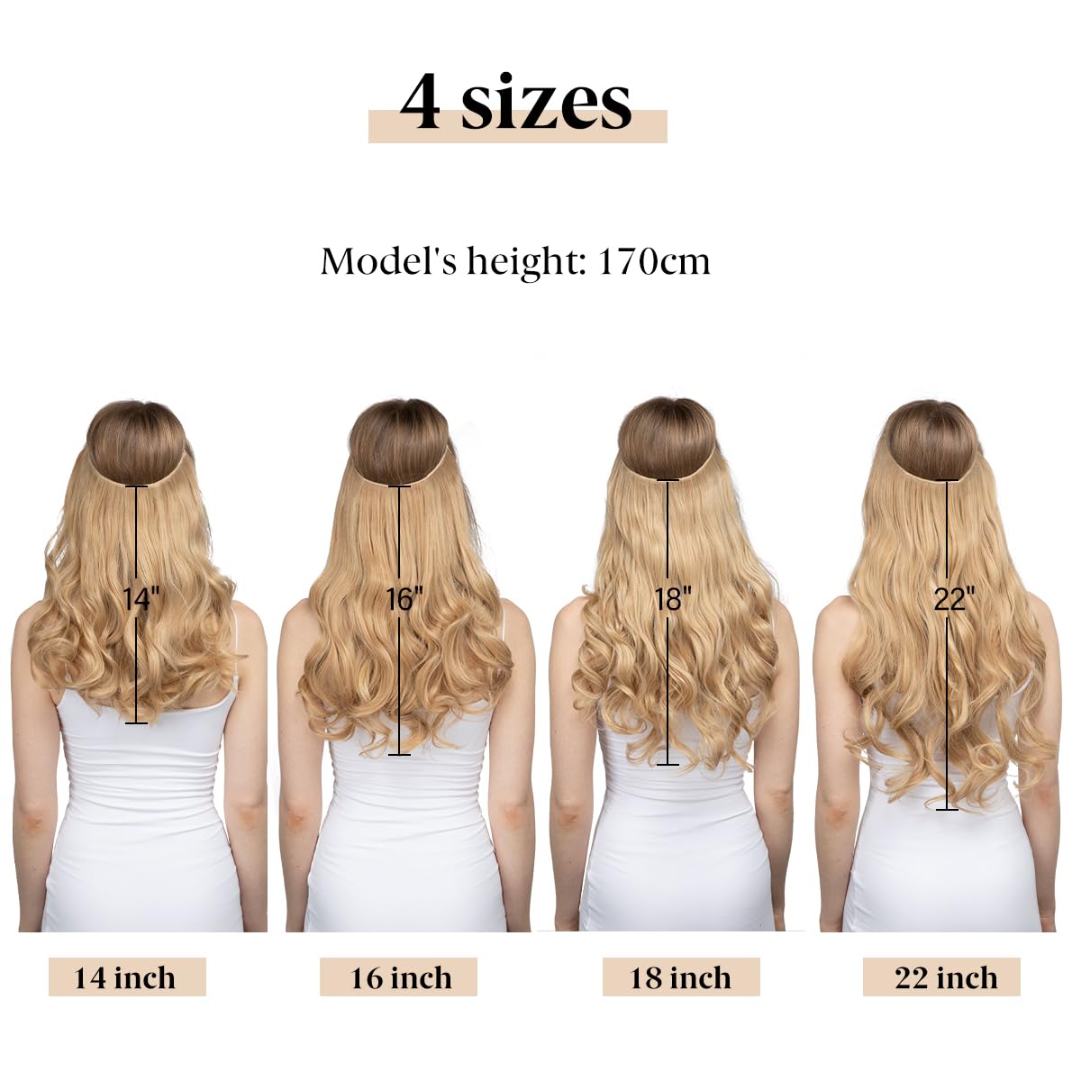 SARLA Invisible Wire Hair Extensions with 3 Clips Short Wavy Curly Synthetic Hairpiece for Women Adjustable Transparent Headband 14 Inch Chestnut