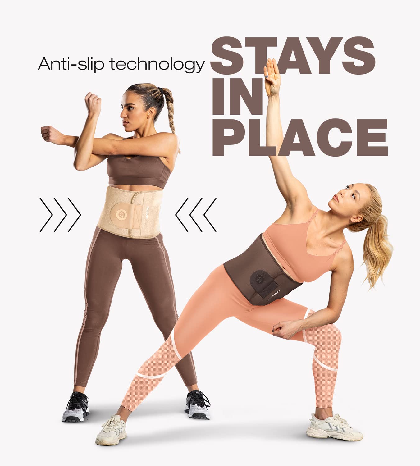 ActiveGear Waist Trainer for Women & Men – Skin Colored Sweat Band Waist Trimmer Belt for a Toned Look - Reinforced Trim and Extra Secure Fastening (Cocoa, Medium: 8” x 42”)