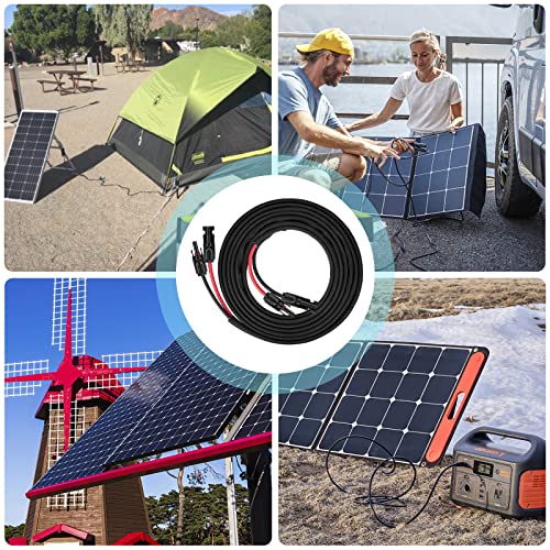 20FT 10AWG Solar Panel Extension Cable with Female and Male Connectors, Solar Cable for Solar Panels, Charge Controllers and Solar Generator (10AWG, 20FT)