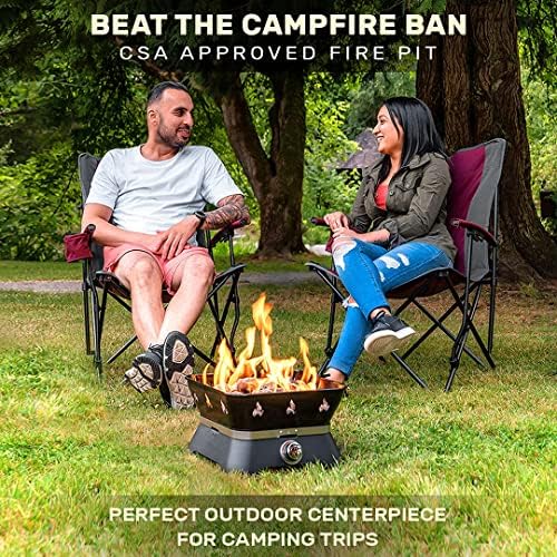 Outland Living Firebowl 805 Firecube 14” Portable Square Smokeless Propane Fire Pit – Outdoor Gas Fire Pit with Cover & Carry Kit, Lava Rocks, 58,000 BTU, Black