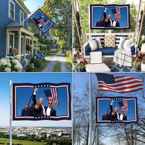 3 Ply Patriotic Flag Super Tough Double Sided 3x5 Outdoor Flags, Long Lasting, Fade Resistant 300D Polyester Pongee with 2 Brass Grommets
