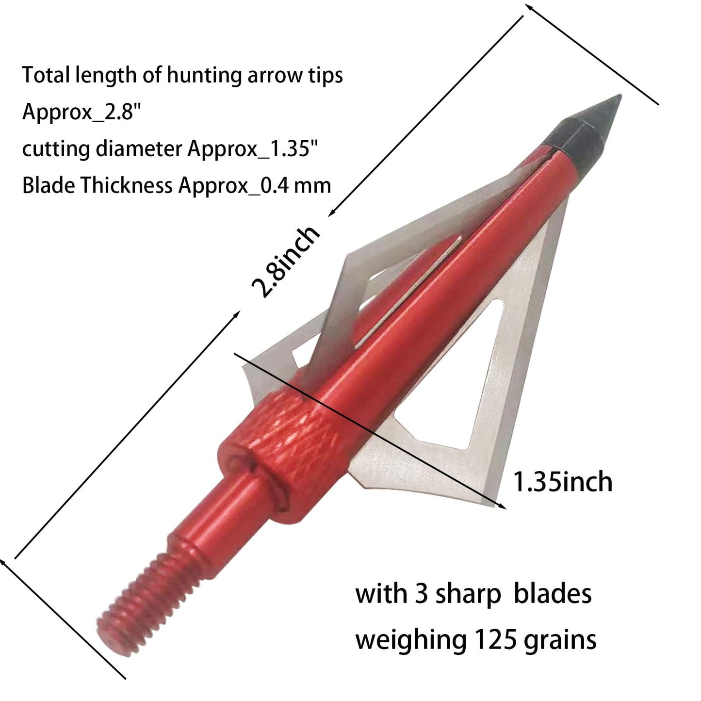 Flying Swifts Hunting Broadheads 3 Blades Archery Broadheads 100or125 Grain 12PK Screw-in Arrow Heads Arrow Tips Compatible with Traditional Bows and Compound Bow Archery Hunting (red)