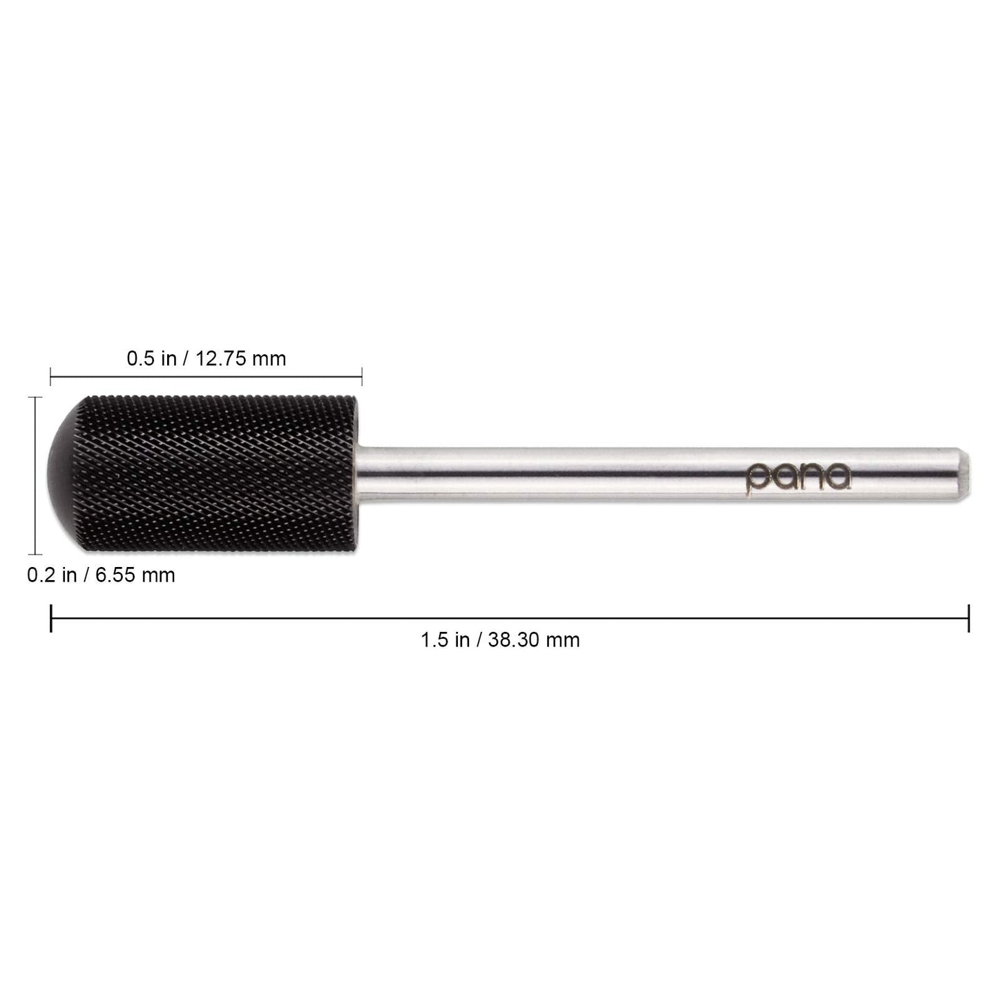 PANA 3/32" Large Smooth Round Top Safety Carbide Nail Drill Bit for Gel Polish & Acrylic Removal Nail Salon Manicure Pedicure Electric File Tools (Large Barrel - DLC Black, Extra Fine)