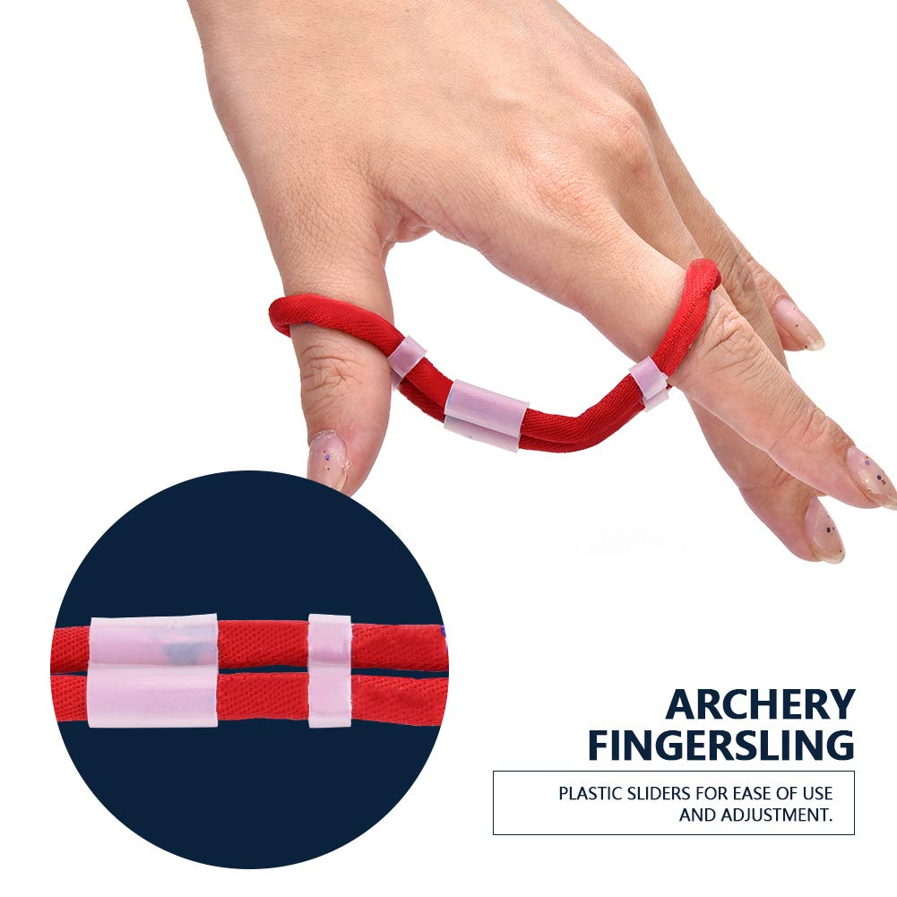 Archery Bow Slings, Archery Fingersling Recurve Bow Fingersling Shooting Fingersling Archery Finger Comfortable Wear Resistant for Recurve Bow(Red,M)